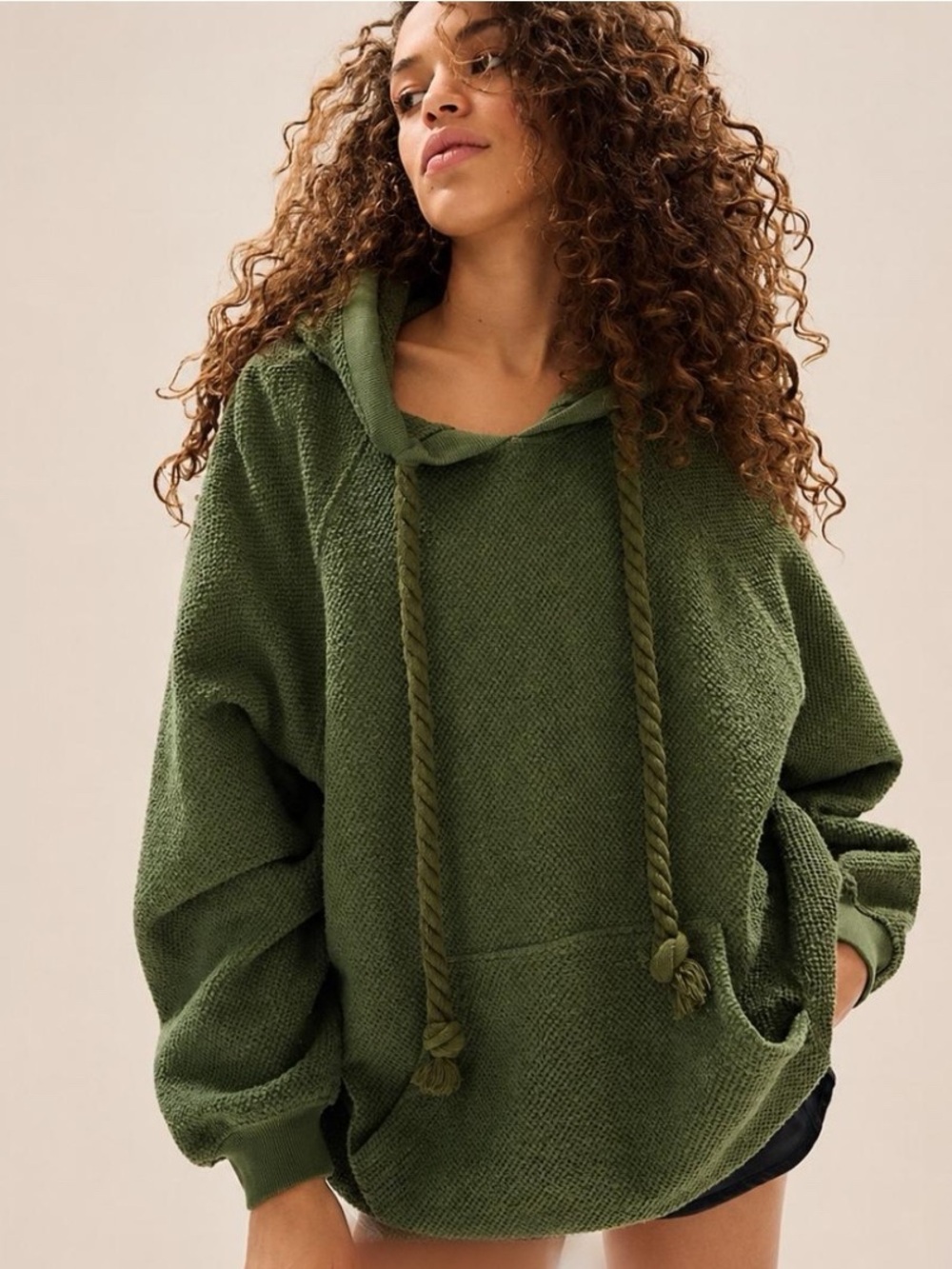 Free People Looped In Hoodie moss green
